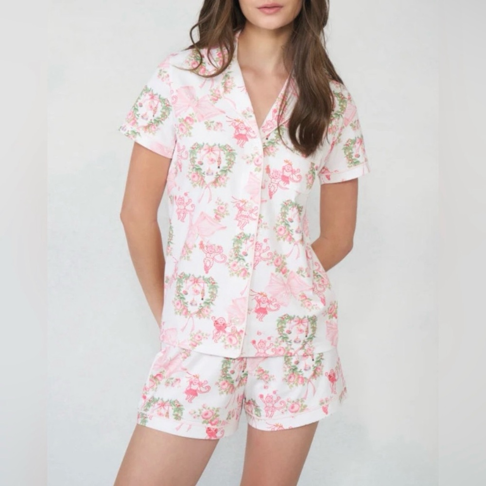 NWT Love Shack Fancy x Roller Rabbit Holiday Rose Beaux Pajama Set